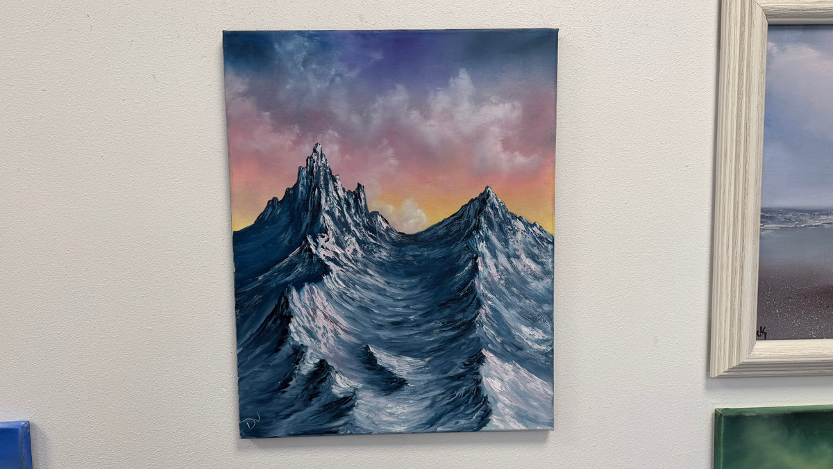Painting # by Dani from Happily Painted - 16x20" Canvas - Sunset Mountain Landscape
