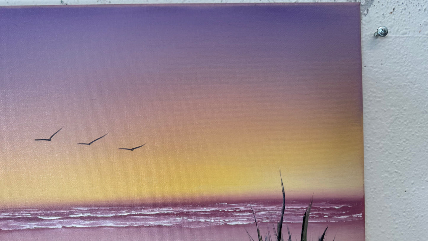 Painting #2360 - 16x20" Canvas - Sunset Seascape painted 3-28-26