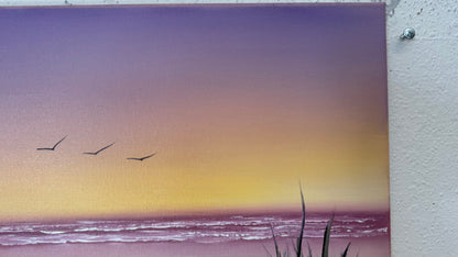 Painting #2360 - 16x20" Canvas - Sunset Seascape painted 3-28-26