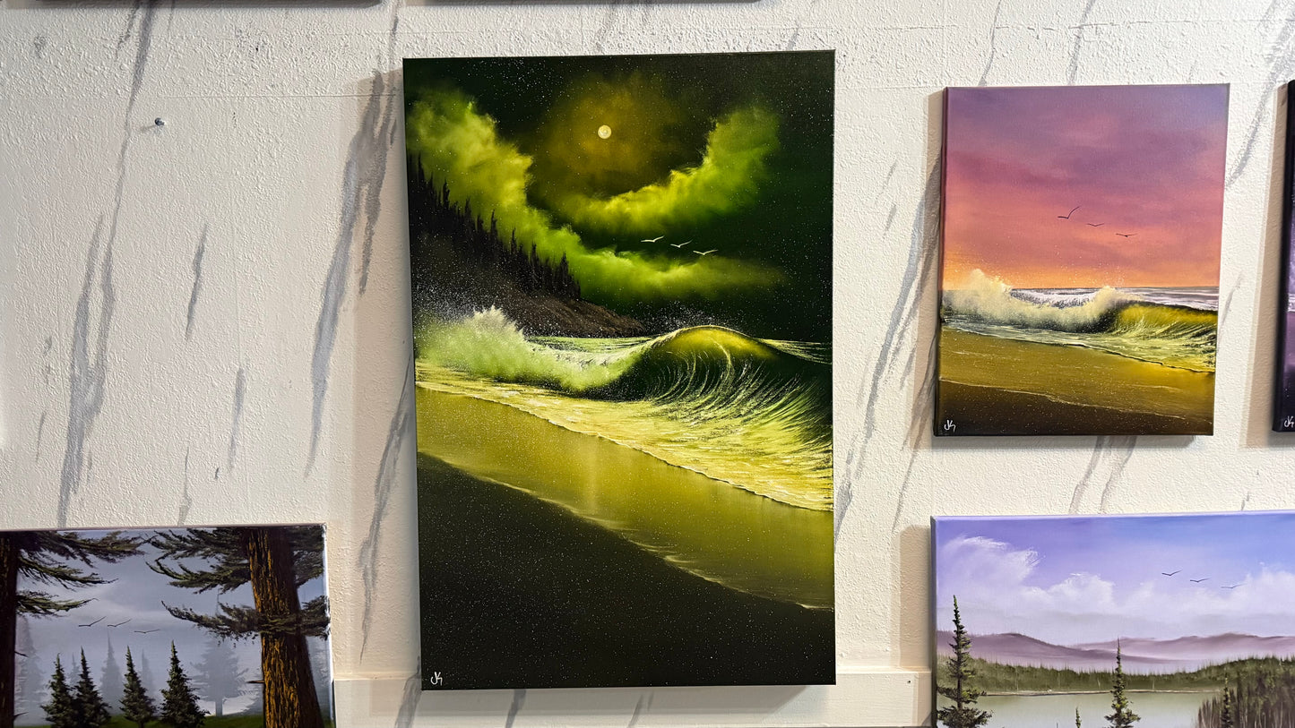Painting #2352 - 24x36" Pro Series Canvas - Crashing Wave Seascape painted 3-23-26