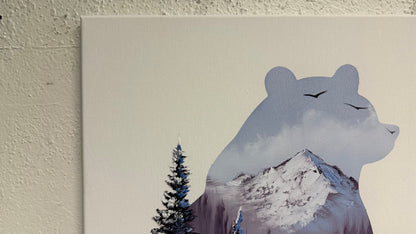 Painting #2066 - 16x20" Canvas - Sitting Bear painted 9-20-25