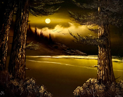 Painting #2317 - 16x20" Canvas - Night Seascape painted 3-5-26