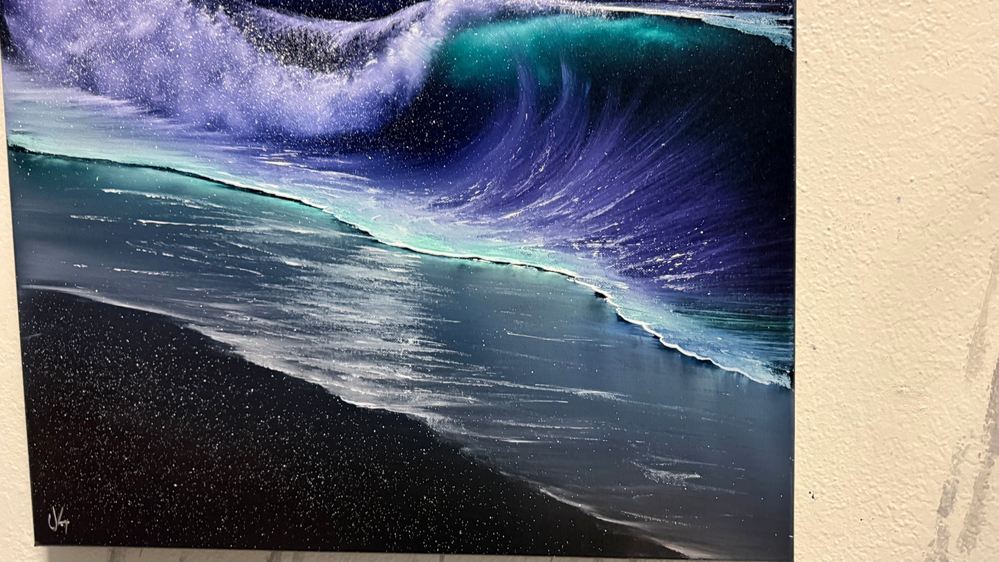 Painting #2144 - 20x24" Canvas - Crashing Wave Seascape painted 11-13-25
