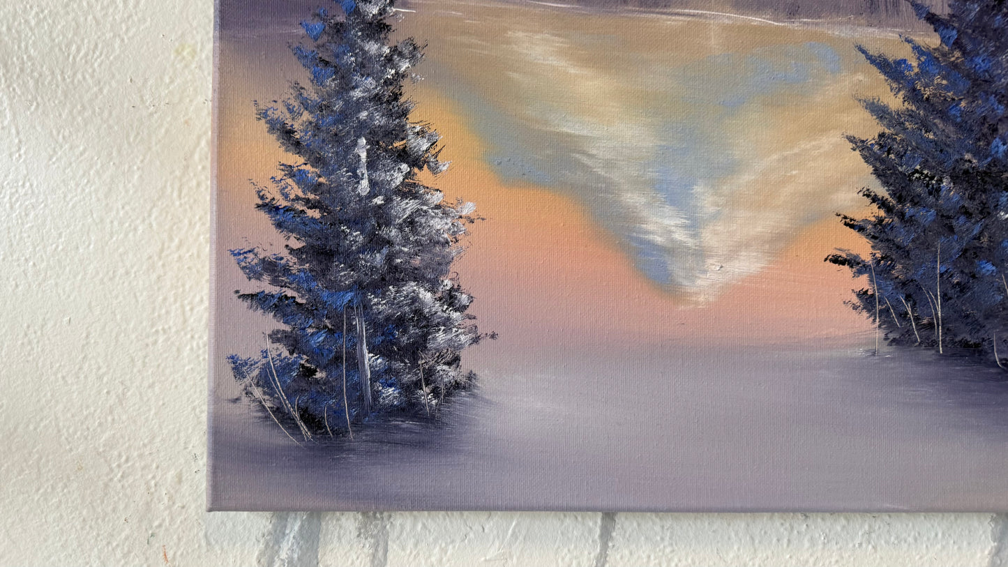 Painting #2171 - 16x20" Canvas - Trillium Lake Mt Hood painted 12-5-25