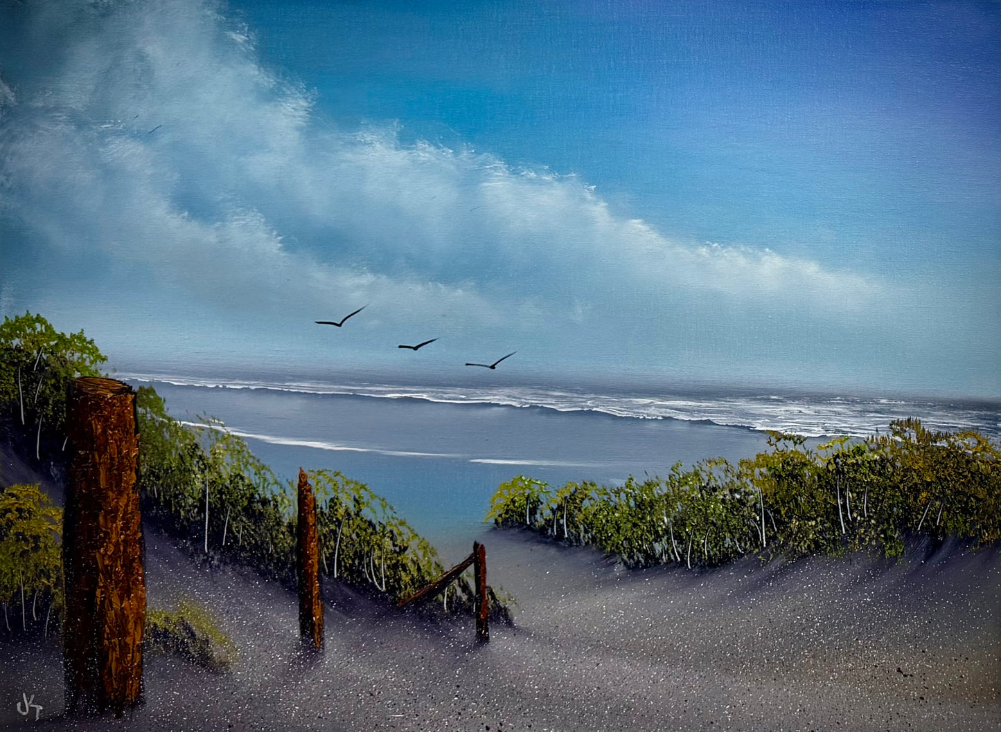 Painting #2546 - 18x24" Canvas - East Coast Seascape painted 8-10-26