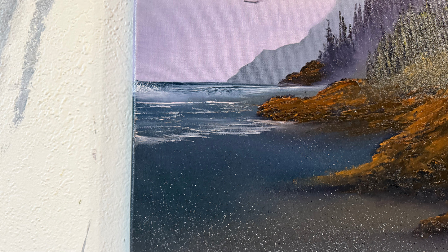 Painting #2484- 16x20" Canvas - Pacific Northwest Seascape painted 6-12-26