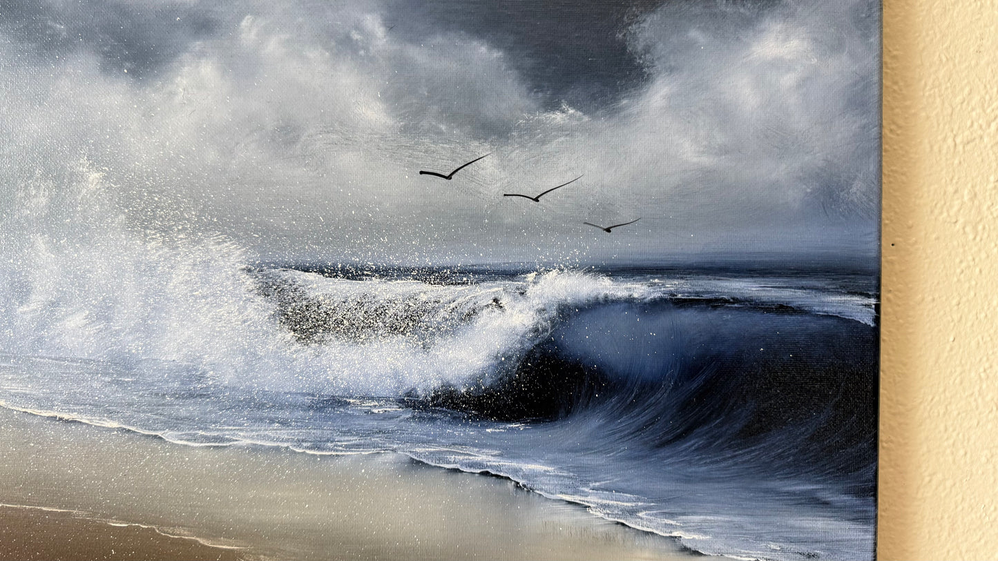 Painting #2214 - 16x20" Canvas - Day Seascape painted 1-2-26