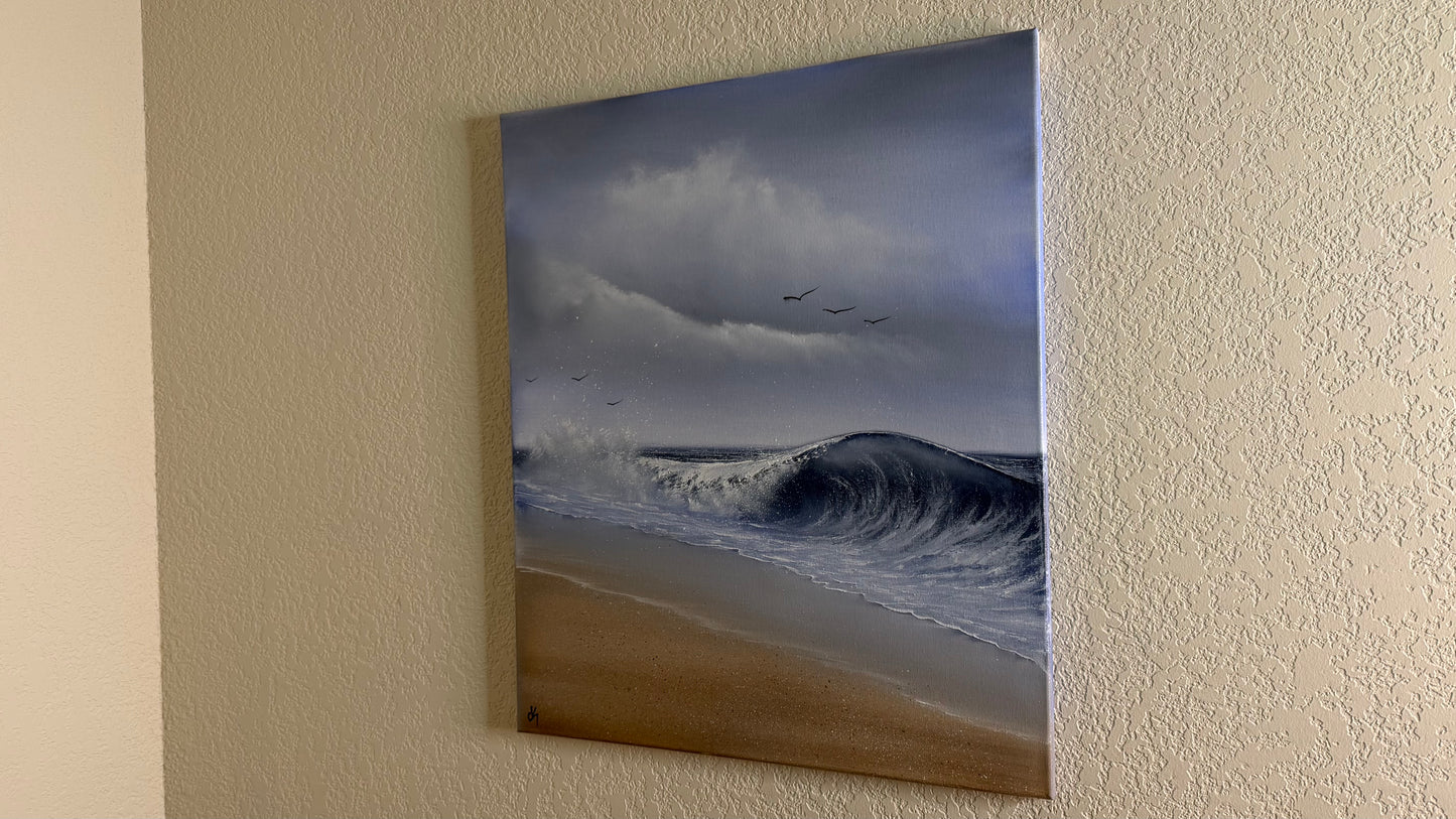 Painting #2499 - 20x24" Canvas - Crashing Wave Seascape painted 7-2-26