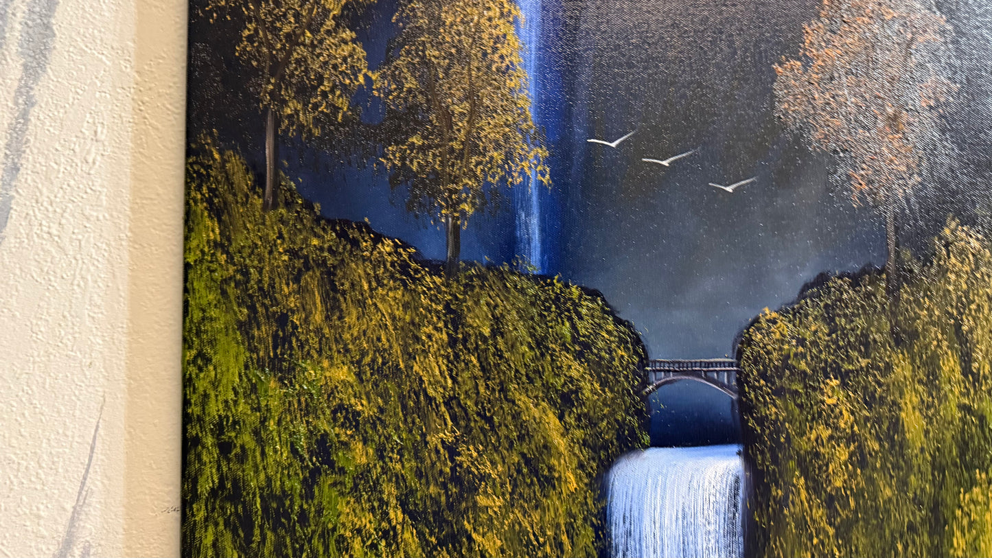 Painting #2344 - 22x28" Canvas - Multnomah Falls painted 3-19-26