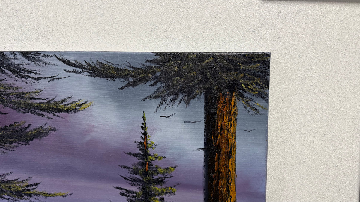 Painting #2643 - 20x24" Canvas - Cloudy Blue Sky Landscape painted 10-9-26