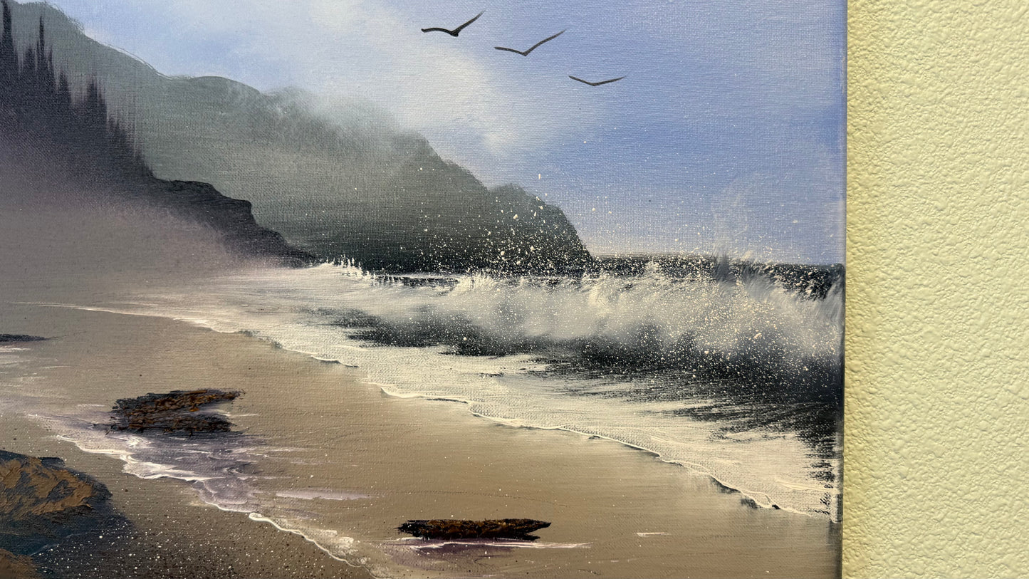Painting #2107 - 20x24" Canvas - Oregon Coast Seascape painted 10-17-25