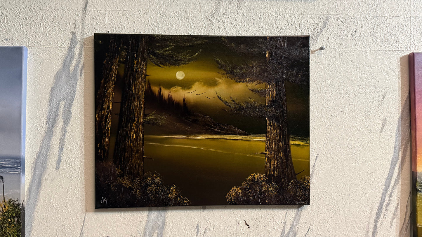 Painting #2317 - 16x20" Canvas - Night Seascape painted 3-5-26