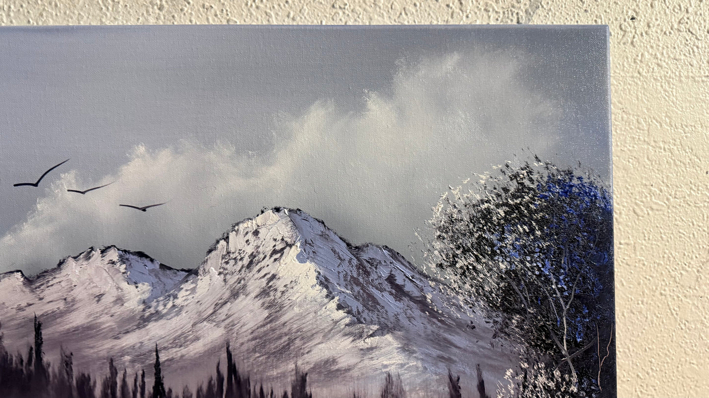 Painting #2234 - 20x24" Canvas - Winter Landscape painted 1-12-26