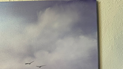 Painting #2065 - 16x20" Canvas - Cattails Seascape painted 9-20-25