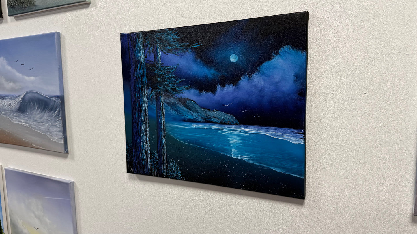 Painting #2524 - 16x20" Canvas - Coastal Seascape painted 7-23-26