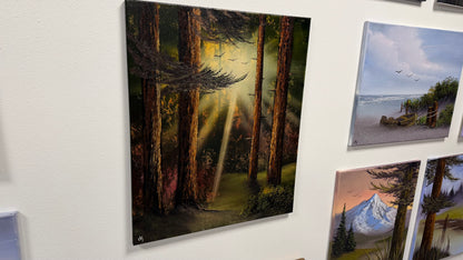 Painting #2521 - 20x24" Canvas - Sunset Forest Landscape painted 7-20-26