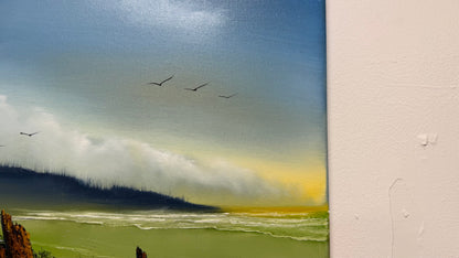Painting #2513 - 16x20" Canvas - Sunrise Seascape painted 7-12-26