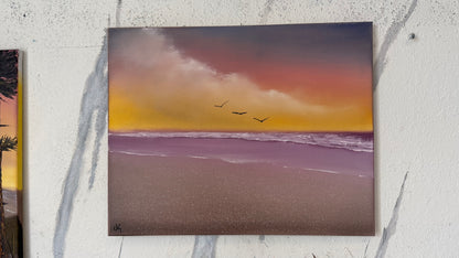 Painting #2475 - 16x20" Canvas - Sunset Seascape painted 6-3-26