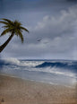 Painting #2117 - 18x24" Canvas - Palm Tree Seascape painted 10-25-25