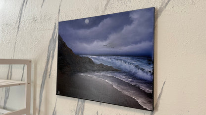 Painting #2208 - 16x20" Canvas - Night Seascape painted 12-29-25