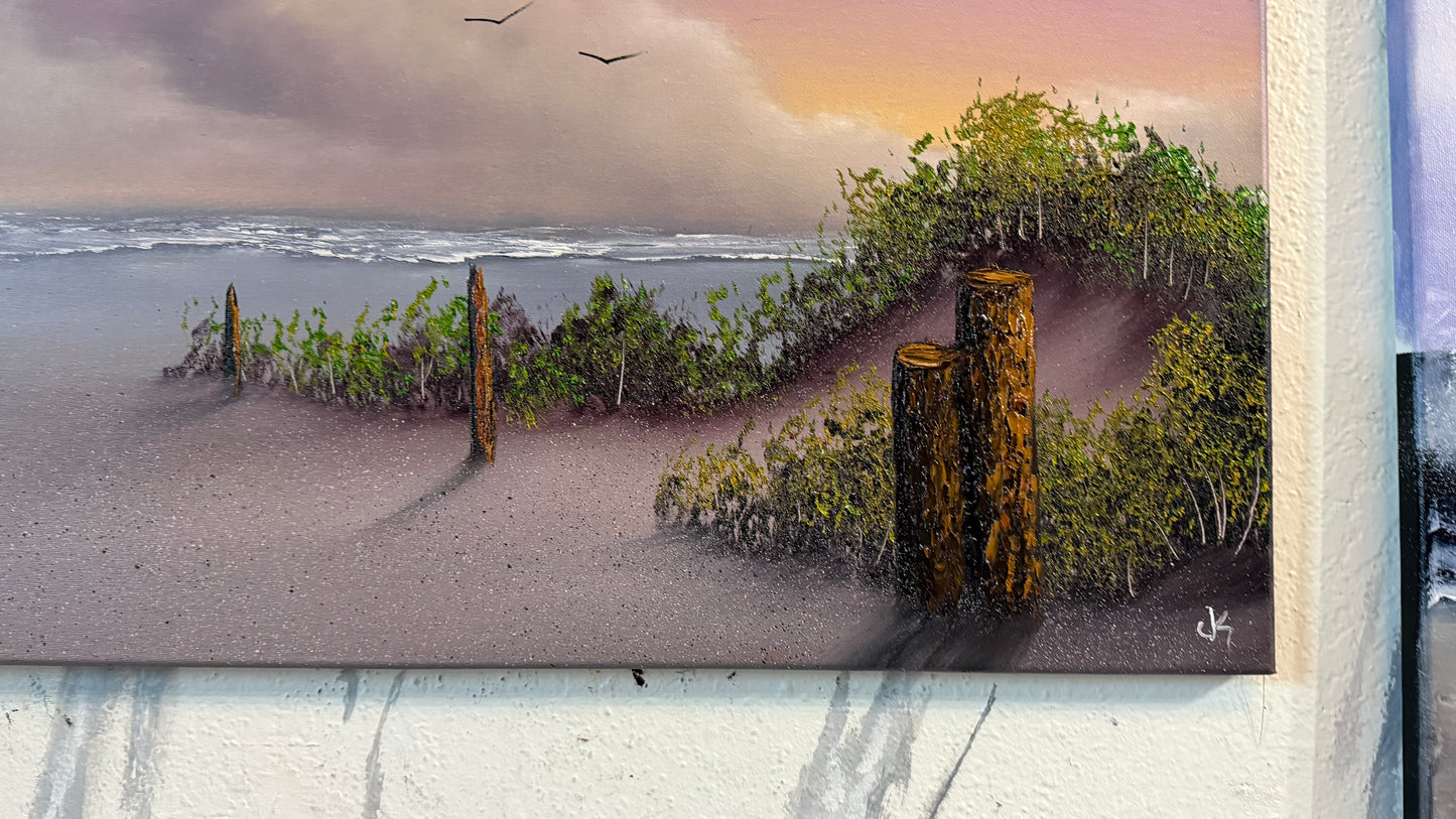 Painting #2482 - 18x24" Canvas - Sunset Seascape painted 6-11-26