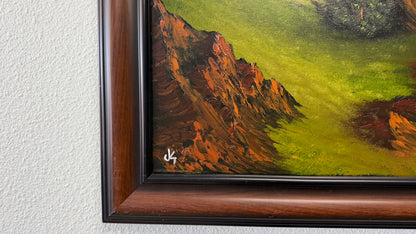Painting #2556 - 18x24" Canvas - Framed Sunset Mountain Landscape painted 8-19-26