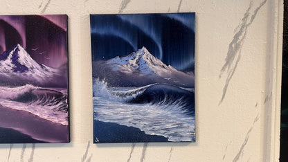 Painting #2380 - Aurora Mountain Seascape with Cross painted 4-7-26