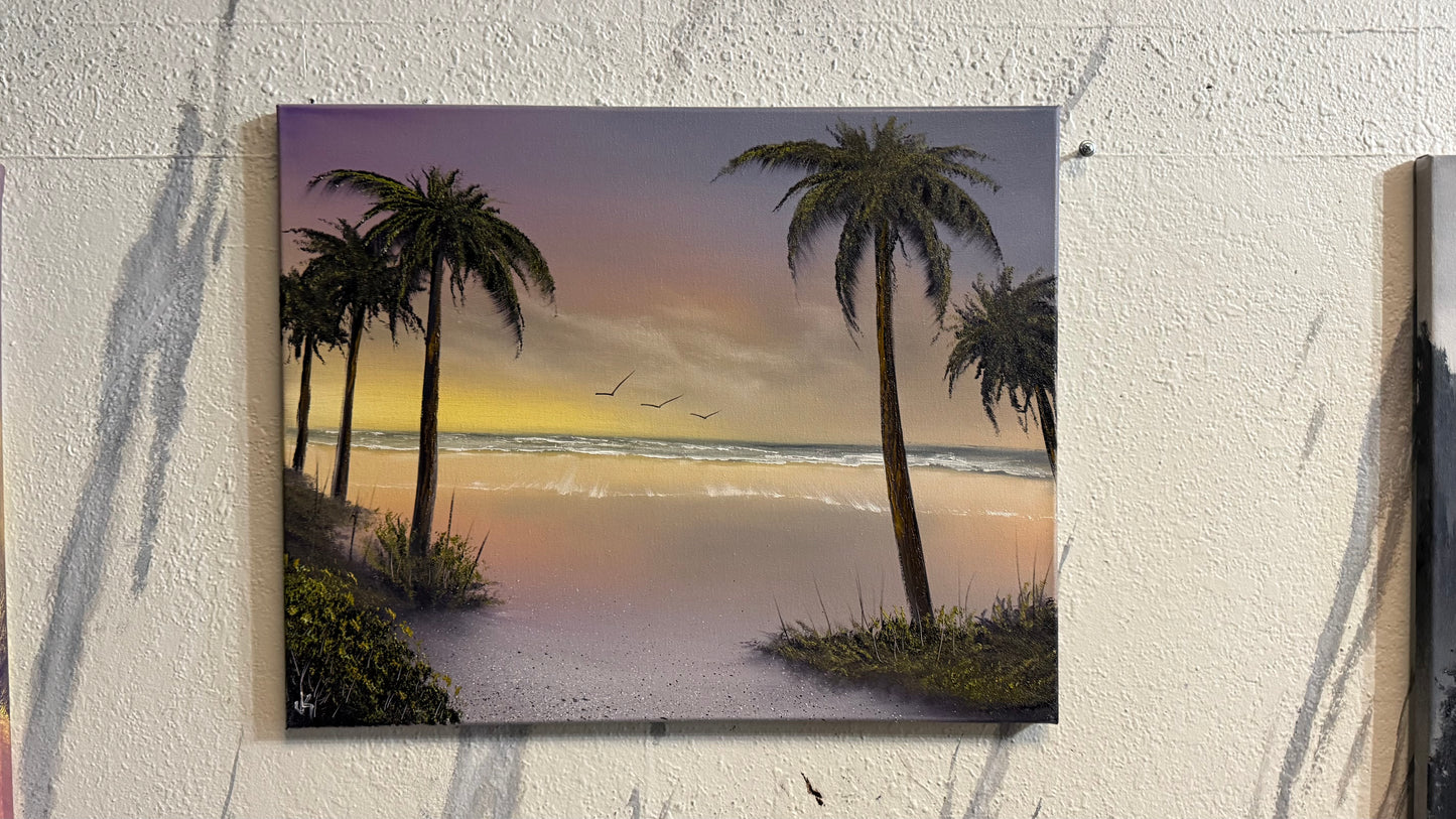 Painting #2244 - 16x20" Canvas - Tropical Seascape painted 1-18-26