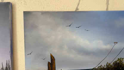 Painting #2419 - 16x20" Canvas - Kite Flying Seascape painted 4-30-26