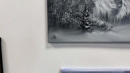 Painting #2638 - 20x24" Canvas - Black and White Landscape painted 10-4-26