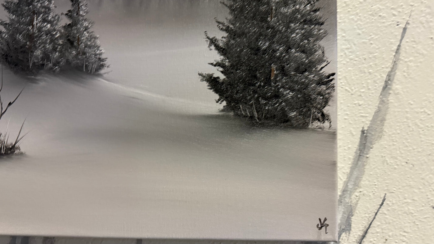 Painting #2167 - 16x20" Canvas - Winter Landscape painted 12-1-25