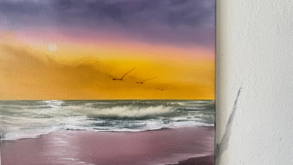 Painting #2183 - 16x20" Canvas - Sunset Seascape painted 12-12-25