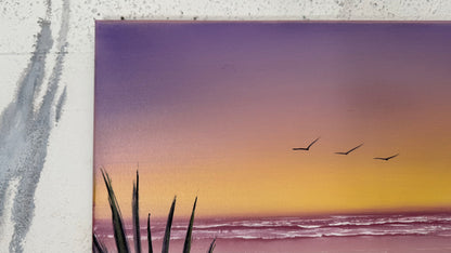 Painting #2360 - 16x20" Canvas - Sunset Seascape painted 3-28-26