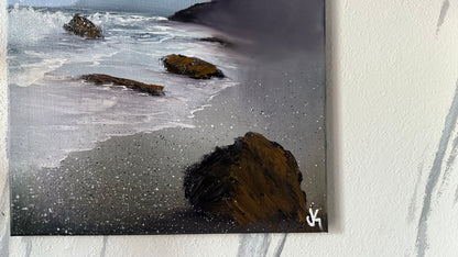 Painting #2062 - 16x20" Canvas - In The Mist - Oregon Coast Seascape painted 9-18-25