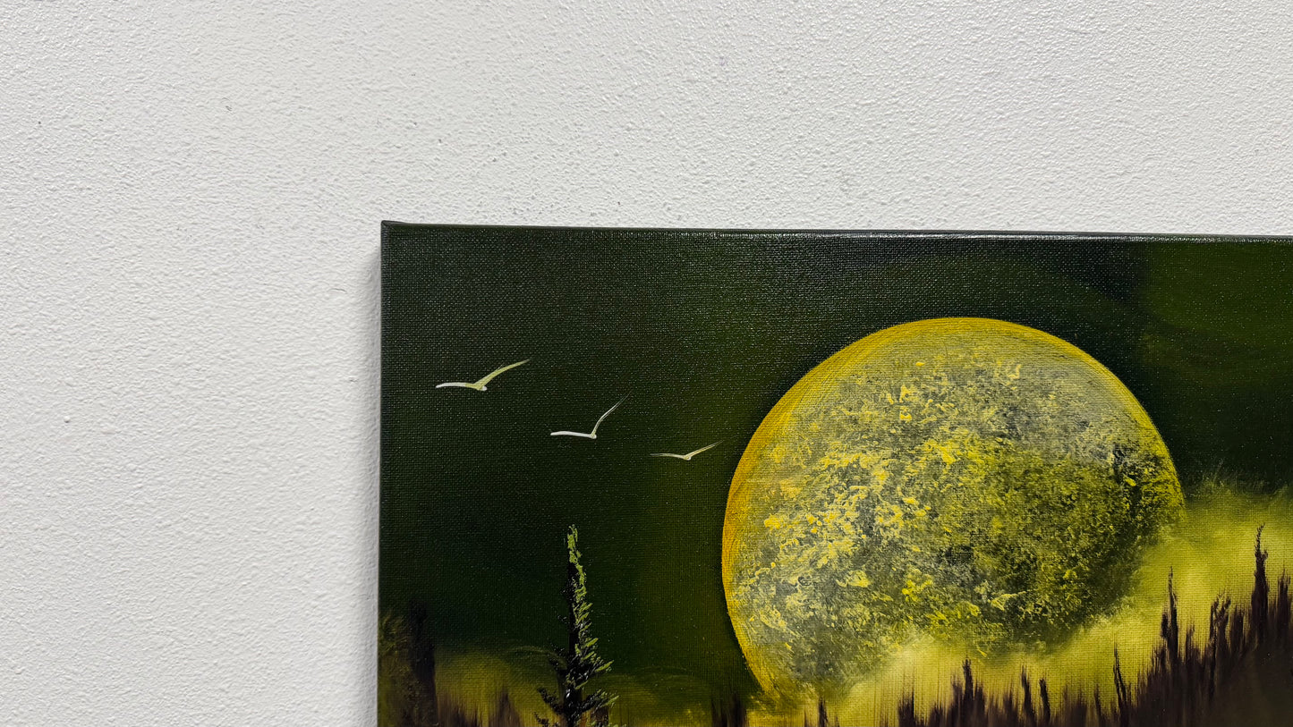 Painting #2585 - 16x20" Canvas - Full Moon Canyon Waterfall painted 9-5-26