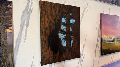 Painting #2355 - 16x20" Canvas - Acrylic Tree Bark Bear painted 3-25-26