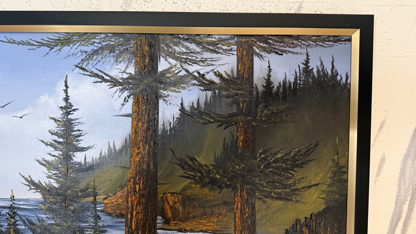 Painting #2405 - 20x24" Framed Canvas - Pacific Northwest Seascape painted 4-21-26