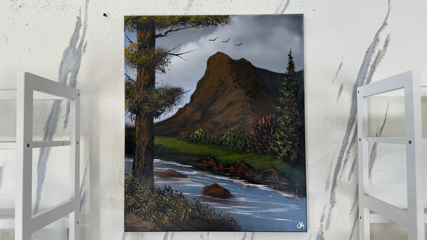 Painting #2058 - 20x24" Canvas - Summer Mountain Landscape painted 9-15-25