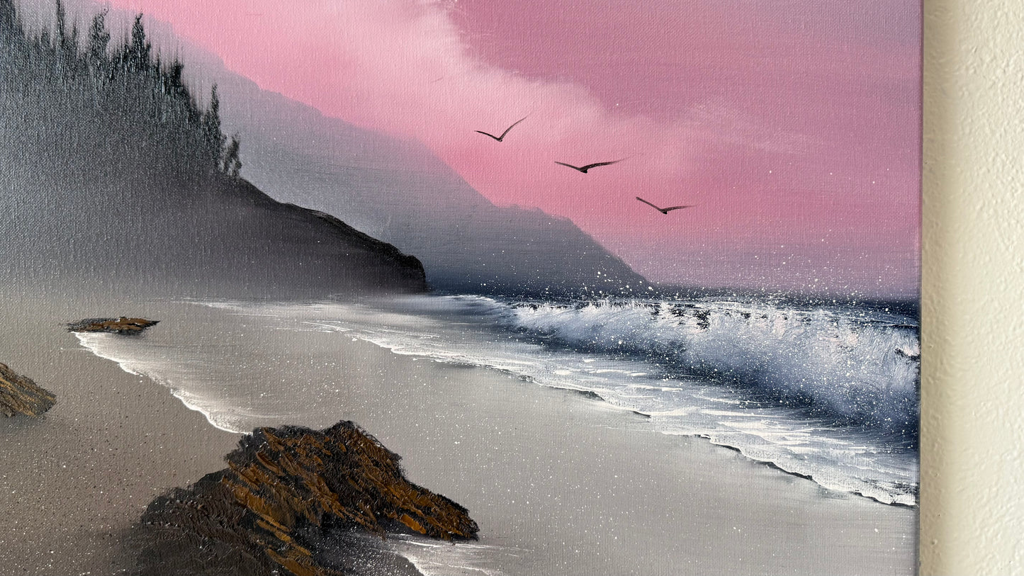 Painting #2118 - 18x24" Canvas - Oregon Coast Sunset painted 10-25-25