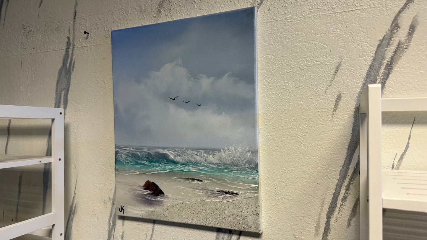 Painting #2064 - 16x20" Canvas - Tropical Seascape painted 9-19-25