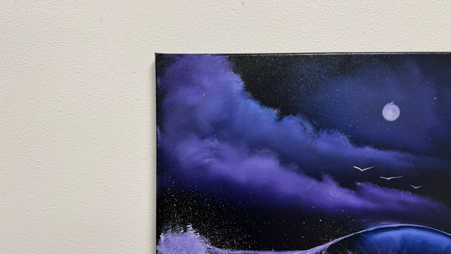 Painting #2518 - 16x20" Canvas - Crashing Wave Seascape painted 7-17-26