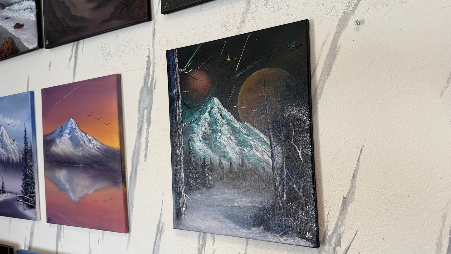 Painting #2249 - 16x20" Canvas - Space Mountain painted 1-21-26