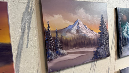 Painting #2285 - 20x24" Canvas - Sunset Winter Landscape painted 2-13-26