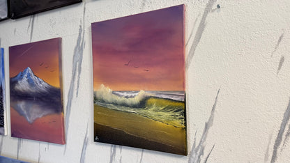 Painting #2294 - 16x20" Canvas - Sunset Seascape painted 2-20-26