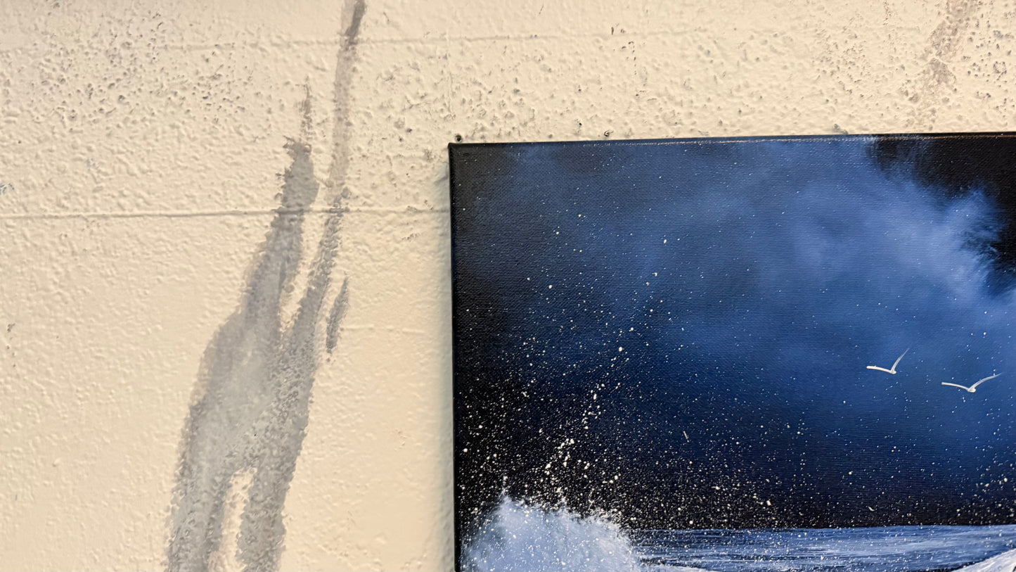 Painting #2351 - 16x20" Canvas - Crashing Wave Seascape painted 3-23-26