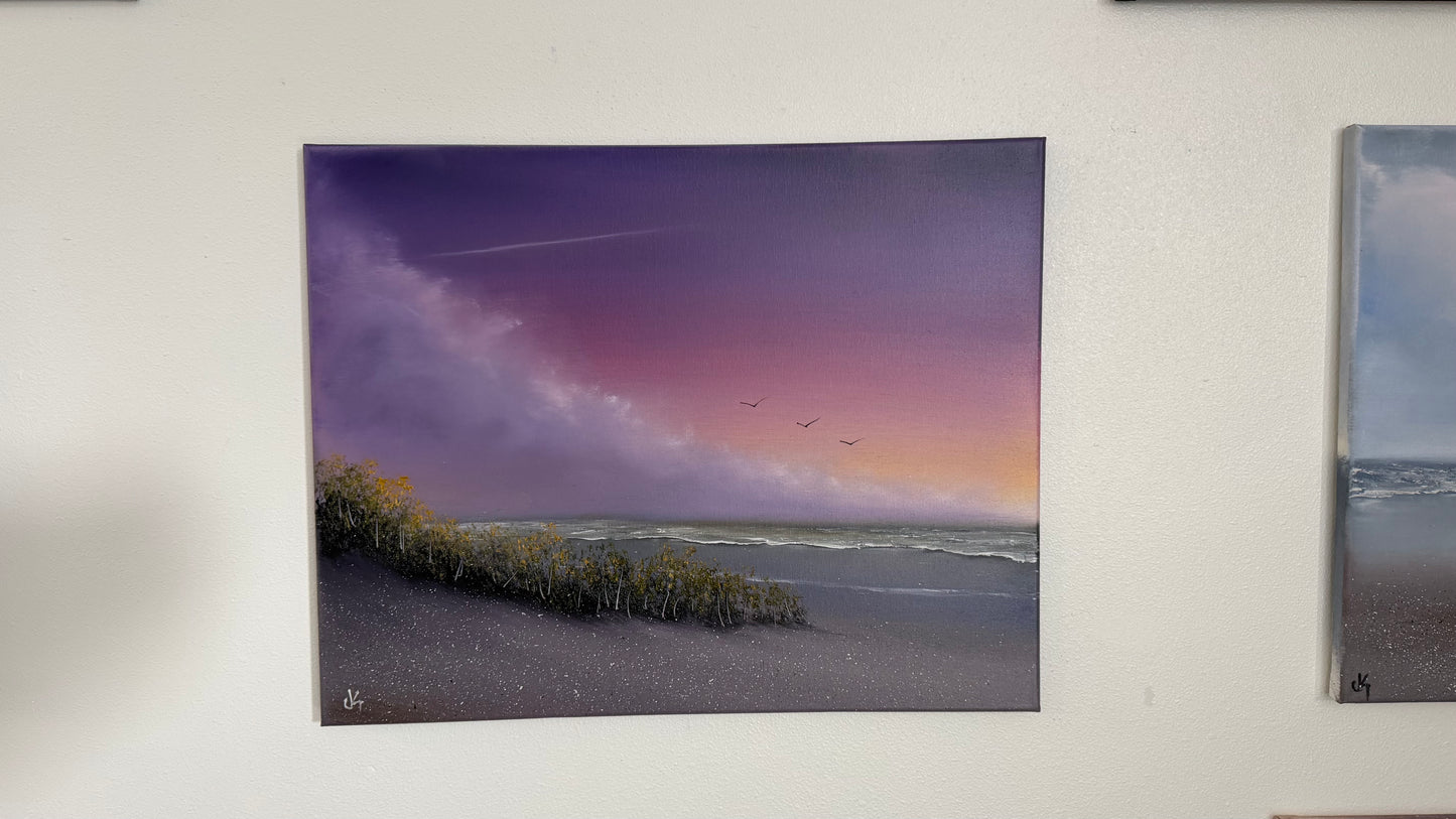 Painting #2539 - 16x20" Canvas - East Coast Surise Seascape painted 8-4-26