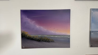 Painting #2539 - 16x20" Canvas - East Coast Surise Seascape painted 8-4-26