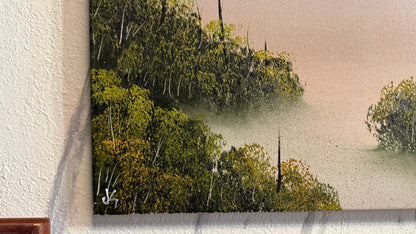 Painting #2319 - 20x24" Canvas - Cattails Seascape painted 3-6-26