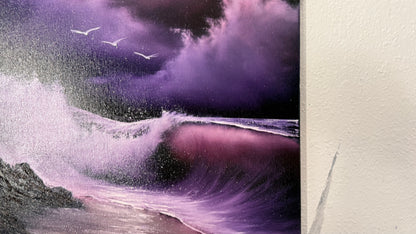 Painting #2154 - 16x20" Canvas - Purple Pinky Seascape painted 11-20-25