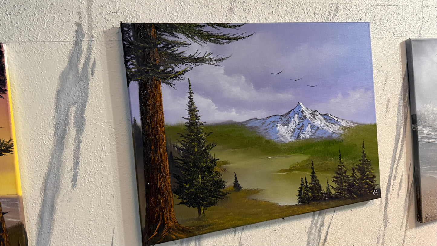 Painting #2404 - 18x24" Canvas - Mountain River Gorge Landscape painted 4-21-26